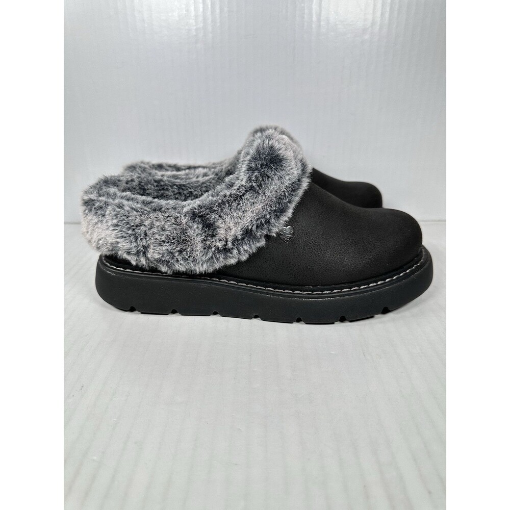 Size 6.5 Skechers BOBS Womens Keepsakes Lite Cozy Blend Slippers Clogs Black NEW